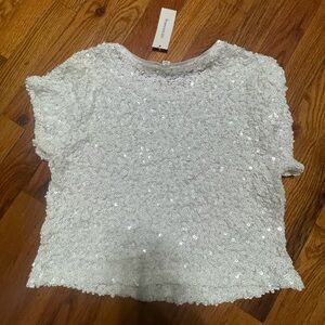 Francesca's Collections White Sequin Top size M